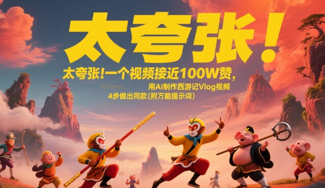 太夸张！一个视频接近100W赞，用AI制作西游记Vlog视频，全流程拆解来了(附万能提示词)-刀客资源网