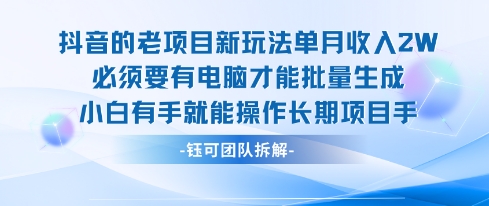 老项目新玩法单月收入2W小白有手就能操作长期项目-刀客资源网