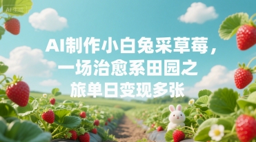 AI制作小白兔采草莓，一场治愈系田园之旅单日变现多张-刀客资源网