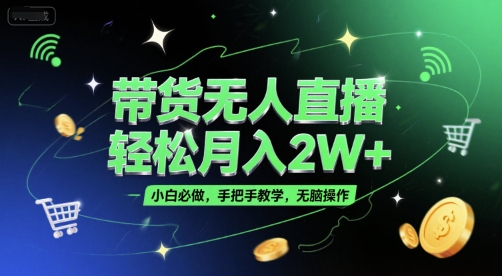 带货无人直播，轻松月入2W+，小白必做，手把手教学，无脑操作(附学习资料)-刀客资源网