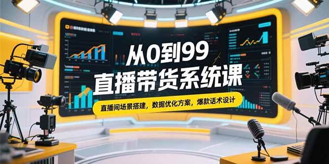 （15362期）从0到99直播带货系统课，直播间场景搭建，数据优化方案，爆款话术设计-刀客资源网