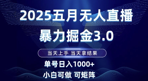 2025五月无人直播暴力掘金3.0，当天上手，当天拿结果，单号日入1k+小白可做可矩阵【揭秘】-刀客资源网