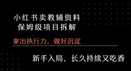 小红书卖小学教辅资料 保姆级项目拆解 1次课程彻底讲清楚!-刀客资源网