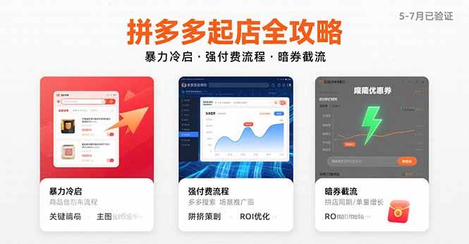 （15670期）拼多多起店全攻略，暴力冷启，强付费流程，暗券截流，5-7月已验证的方法-刀客资源网