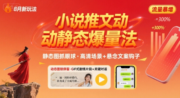 8月小说推文全新玩法，动静态图片+搭配小说文案爆量玩法-刀客资源网