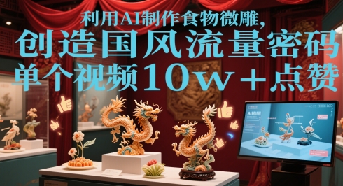 利用AI制作食物微雕，创造国风流量密码，单个视频10w+点赞-刀客资源网
