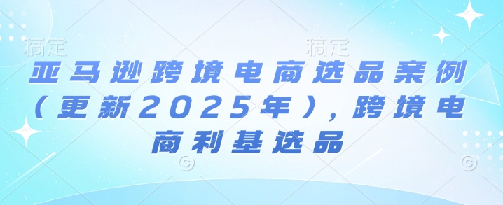 亚马逊跨境电商选品案例(更新2025年7月)，跨境电商利基选品-刀客资源网
