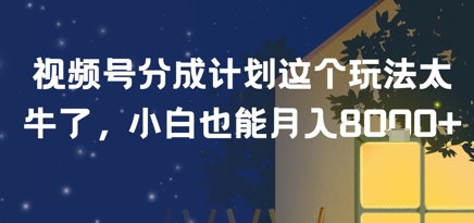 视频号分成计划这个玩法太牛了，小白也能月入8k+-刀客资源网