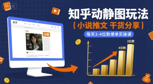 小说推文干货分享之知乎动静图玩法，每天3-4位数爆单实操课-刀客资源网