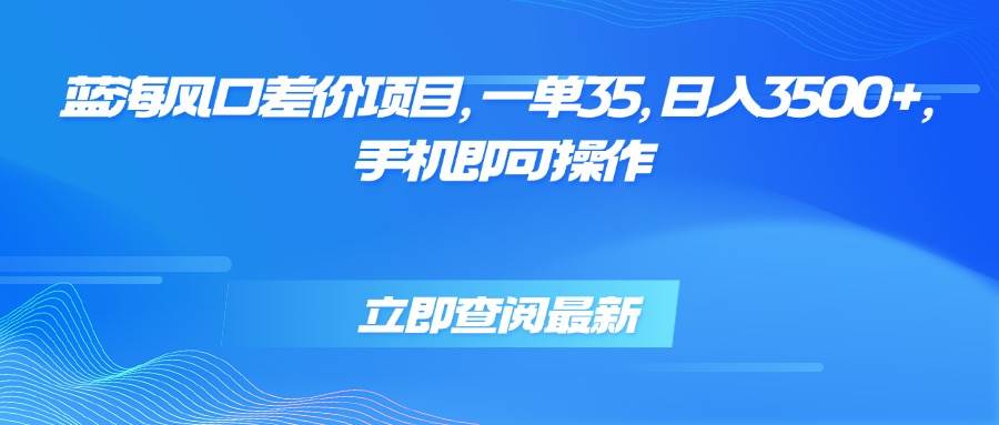 （15714期）蓝海风口差价项目，一单35，日入3500+，手机即可操作-刀客资源网