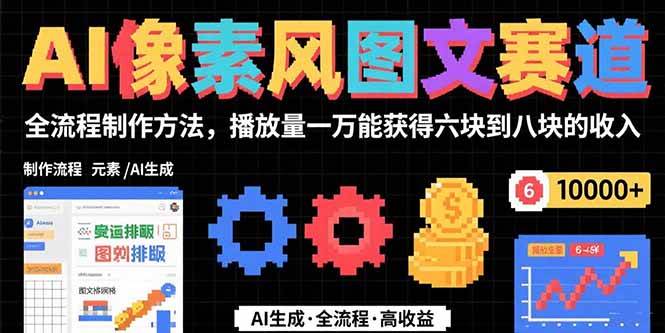 （15572期）AI像素风图文赛道：全流程制作方法，播放量一万能获得6块到8块的收入-刀客资源网