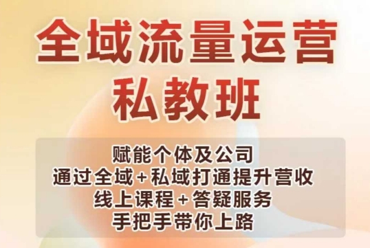 全域流量运营操盘课，赋能个体及公司通过全域+私域打通提升营收-刀客资源网