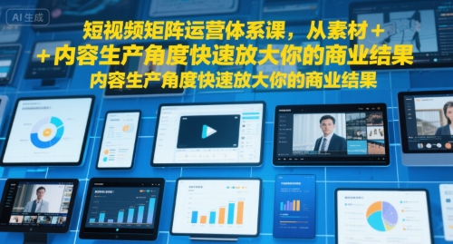 短视频矩阵运营体系课，从素材+内容生产角度快速放大你的商业结果-刀客资源网