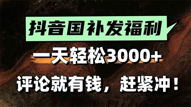 （15530期）一天轻松3000+，抖音国补福利！评论就有钱，还有额外躺赚！-刀客资源网