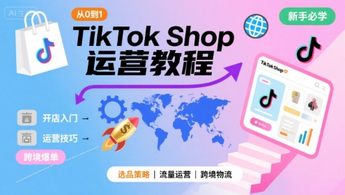 TikTok Shop从0到1运营教程，TikTok跨境电商新手必学课程-刀客资源网