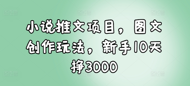 小说推文项目，图文创作玩法，新手10天挣3000-刀客资源网