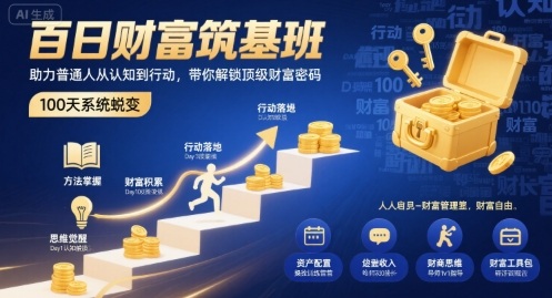 百日财富筑基班，助力普通人从认知到行动，带你解锁顶级财富密码-刀客资源网