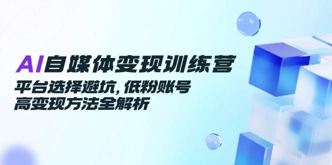 AI自媒体变现训练营，平台选择避坑，低粉账号高变现方法全解析-刀客资源网