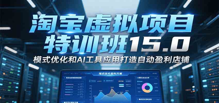 淘宝虚拟项目特训班15.0，模式优化和AI工具应用打造自动盈利店铺-刀客资源网