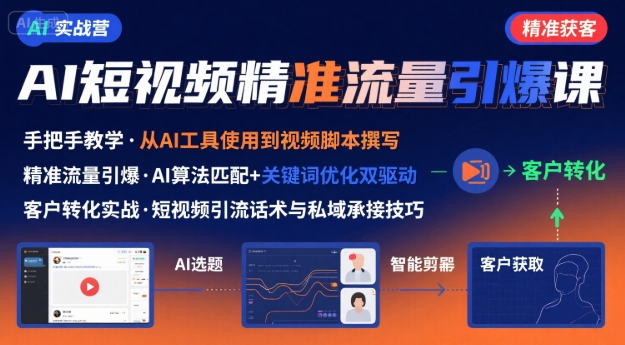 AI+短视频引爆精准客户实战营，手把手教你引爆Ai短视频精准流量-刀客资源网