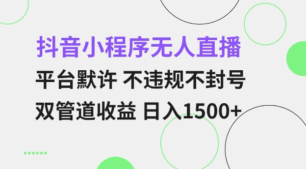 抖音小程序无人直播 平台默许 不违规不封号 双管道收益 日入多张 小白也能轻松操作【仅揭秘】-刀客资源网