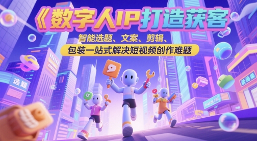 数字人IP打造获客变现实操课，智能选题、文案、剪辑、包装一站式解决短视频创作难题-刀客资源网