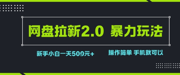网盘拉新2.0暴力玩法，新手小白一天轻松5张，操作简单-刀客资源网