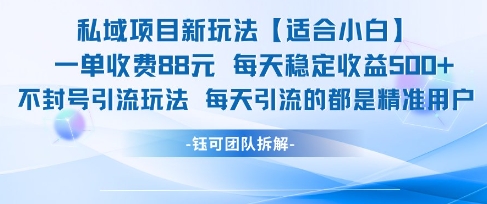 私域项目新玩法【适合小白】 一单收费88.每天稳定收益几张-刀客资源网