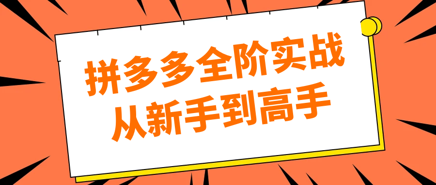 拼多多全阶实战从新手到高手-刀客资源网