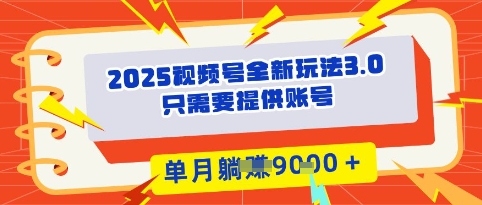 2025年视频号全新玩法3.0，操作爆款门槛低， 团队赋能，单月入9k-刀客资源网