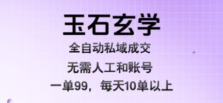 玉石玄学全自动私域成交，一单99每天十单以上，无需人工和矩阵账号，蓝海项目直接干【揭秘】-刀客资源网